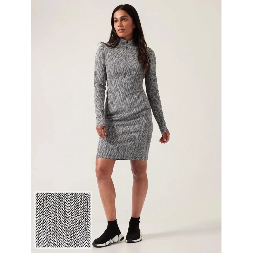 Athleta Delancey Skyline Tennis‎ Dress XS Black White NWT Grunge Punk Sporty